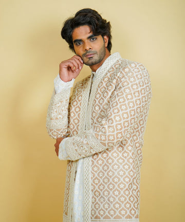 Floral String Patterned Indo Western Jacket Set