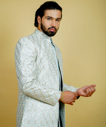 Floral String Patterned Indo Western Jacket Set