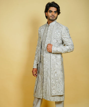 Floral String Patterned Indo Western Jacket Set