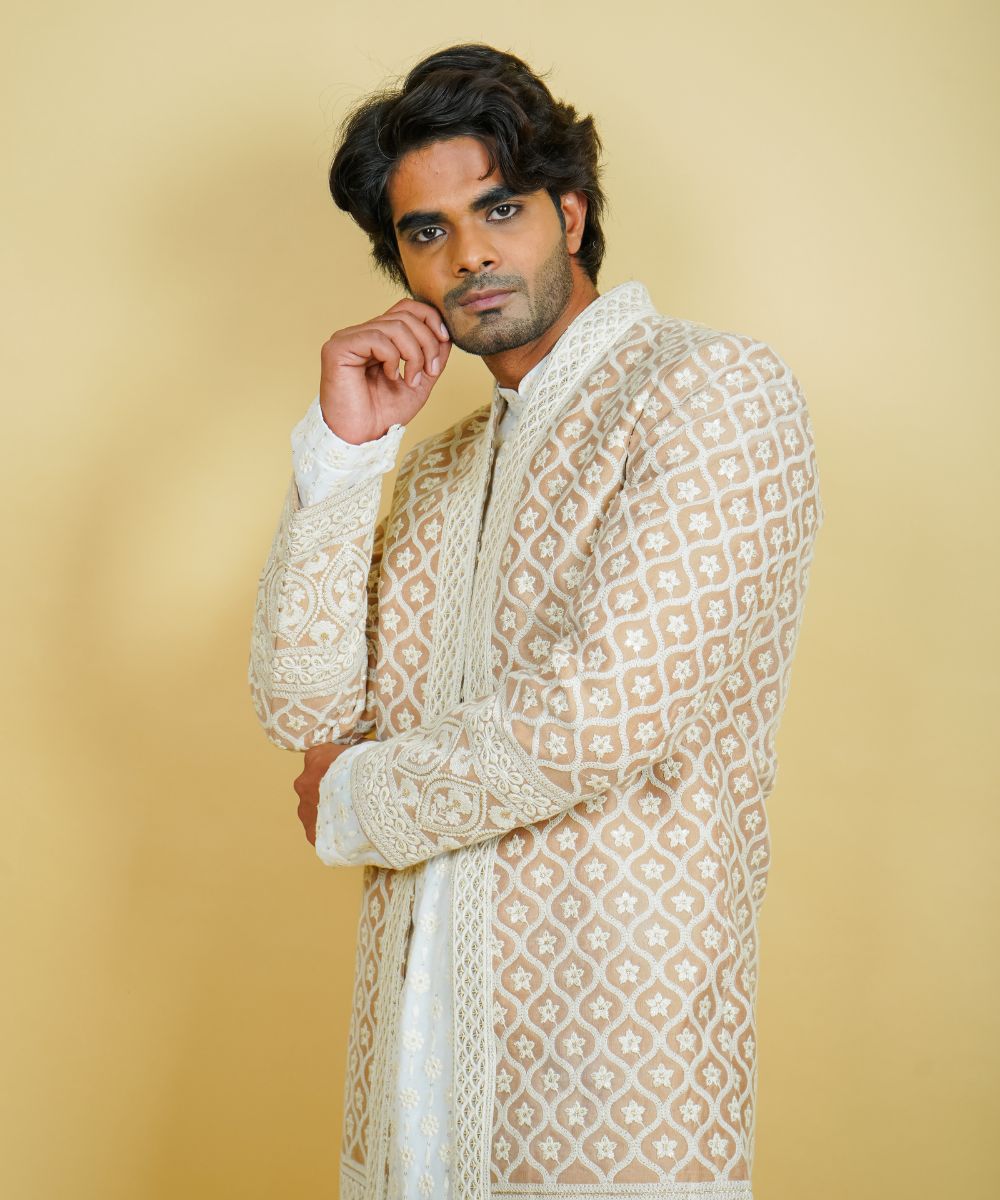 Floral String Patterned Indo Western Jacket Set