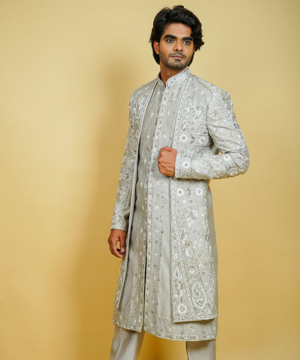 Floral String Patterned Indo Western Jacket Set